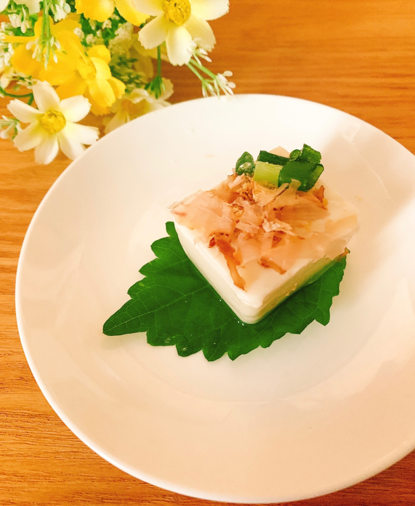 大葉のお皿♪ミニ薬味冷奴✧˖°